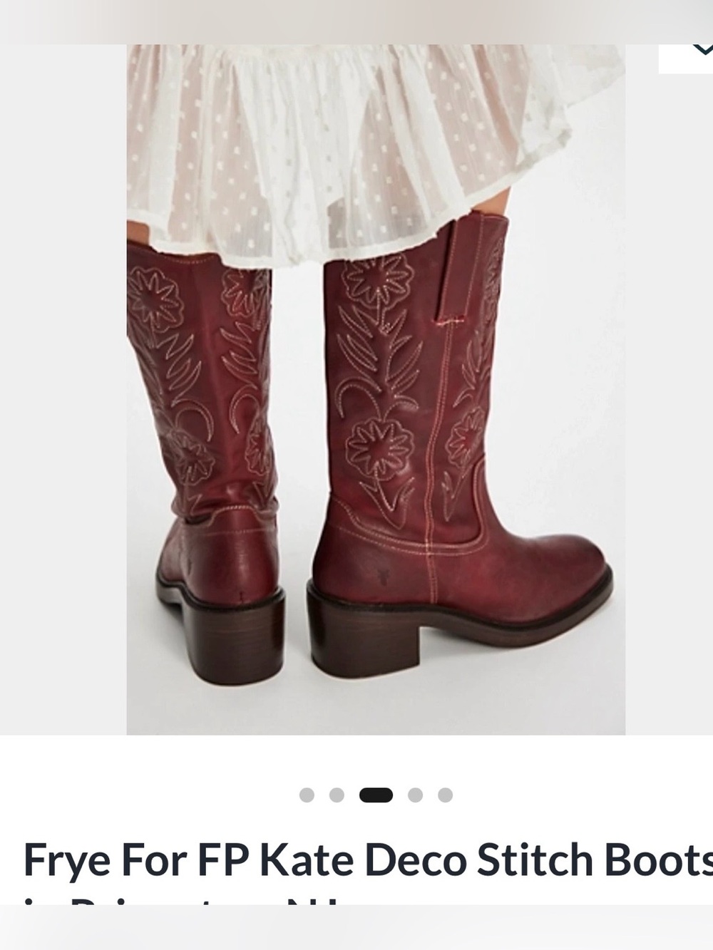 Free People x Frye Kate Deco Stitch Boots in Merlot Size 7.5 NIB - Picture 2 of 15